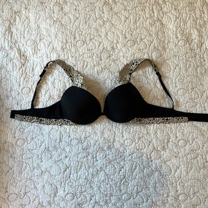 Black Floral Strap Bra